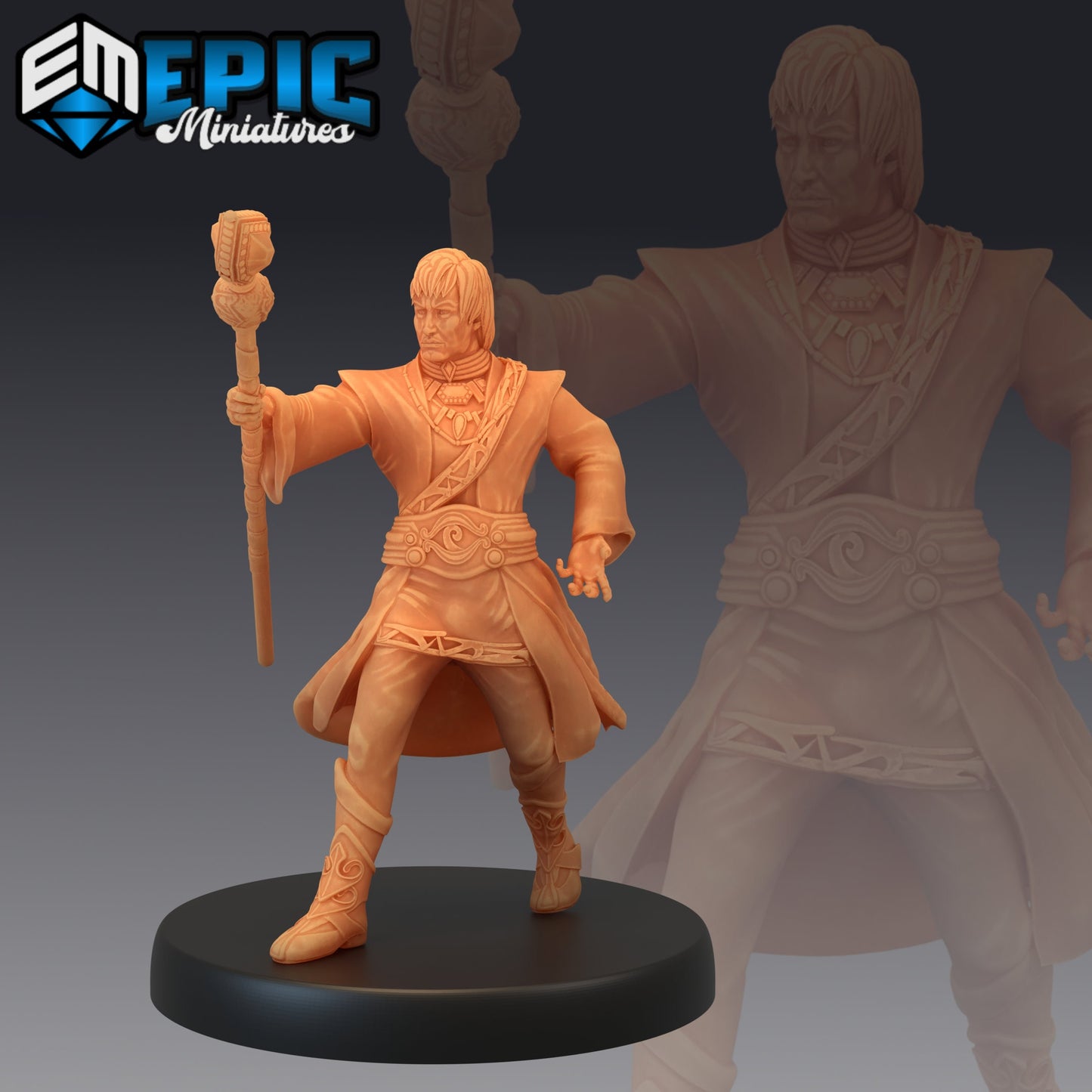 Earth Wizard - #44 Caves of Despair - Epic Miniatures | Medium | Human, Masculine, Scepter, Book