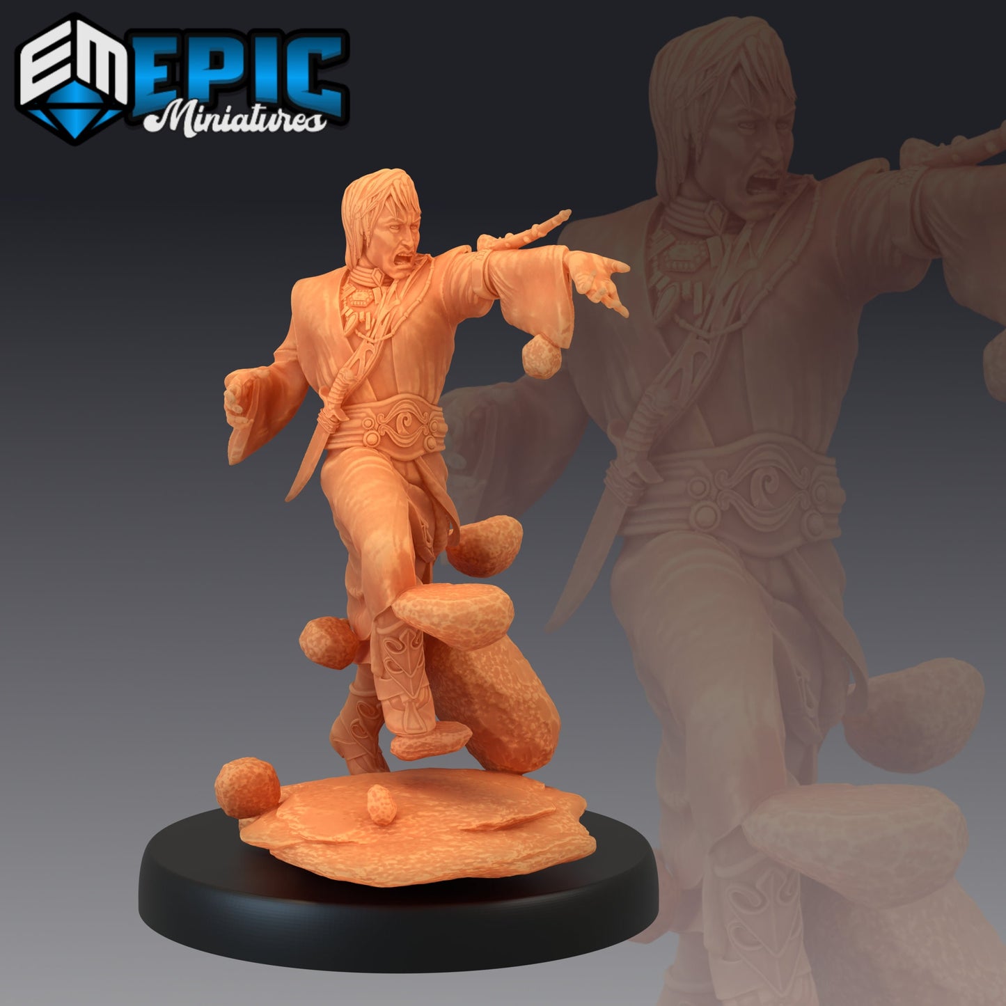 Earth Wizard - #44 Caves of Despair - Epic Miniatures | Medium | Human, Masculine, Scepter, Book