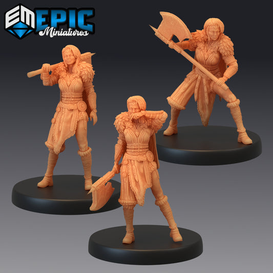 Barbarian Female - #41 Barbarian Winter - Epic Miniatures | Medium | Human, Feminine, Axe