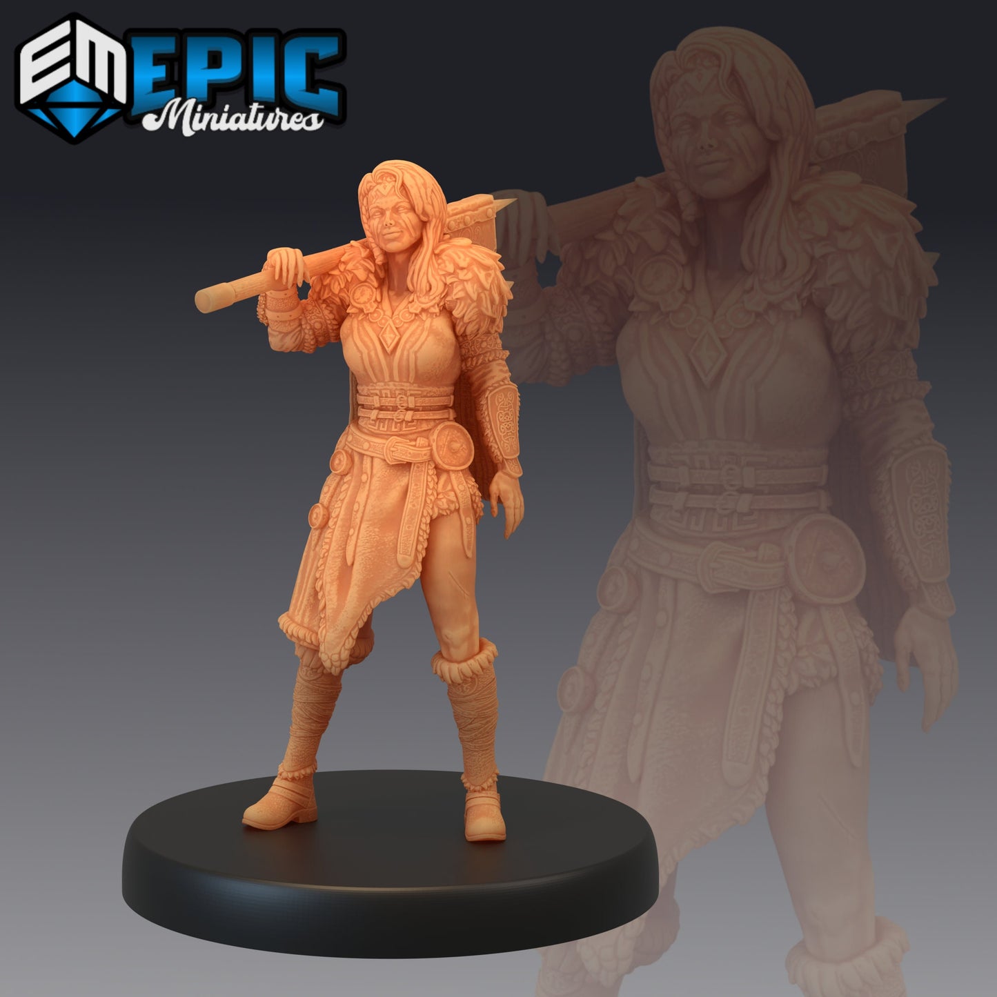 Barbarian Female - #41 Barbarian Winter - Epic Miniatures | Medium | Human, Feminine, Axe