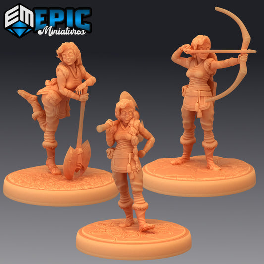 Half Dwarf Adventurer - #41 Barbarian Winter - Epic Miniatures | Medium | Humanoids, Feminine, Axe, Bow