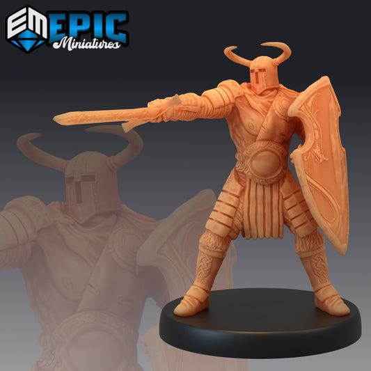 Helmed Barbarian - #41 Barbarian Winter - Epic Miniatures | Medium | Humanoids, Masculine, Axe, Sword