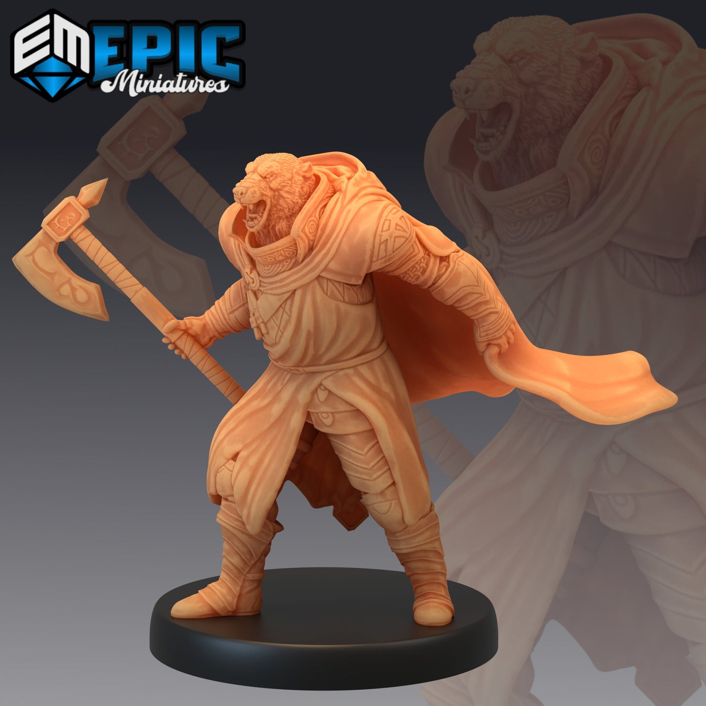 Polar Bear Paladin - #41 Barbarian Winter - Epic Miniatures | Medium | Humanoids, Androgynous, Axe
