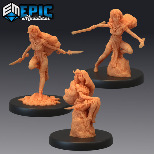 Wildling Princess - #41 Barbarian Winter - Epic Miniatures | Medium | Humanoids, Feminine, Dagger, Staff