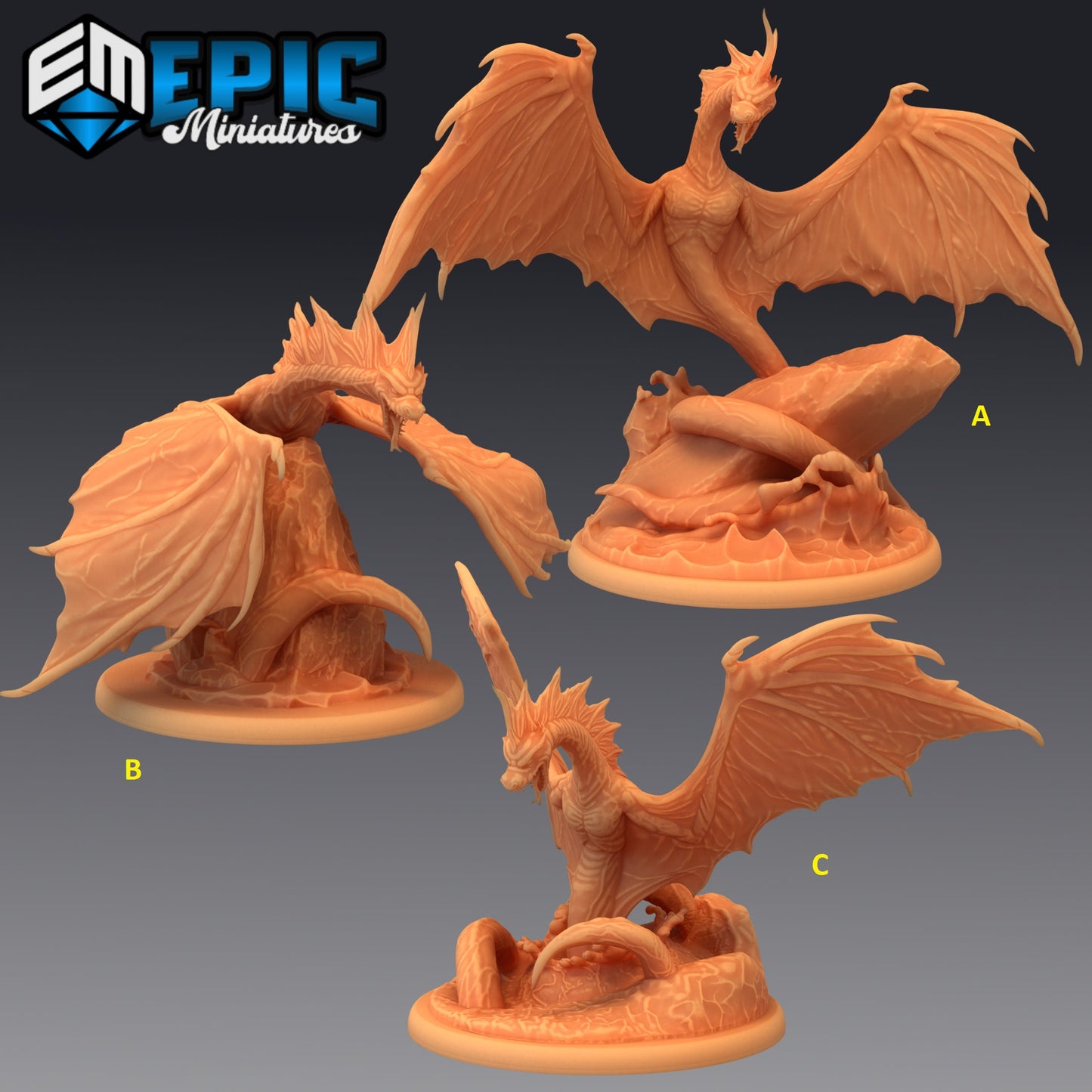 Winged Sea Serpent Series - Epic Miniatures | Large | Dragon, Masculine, Winged