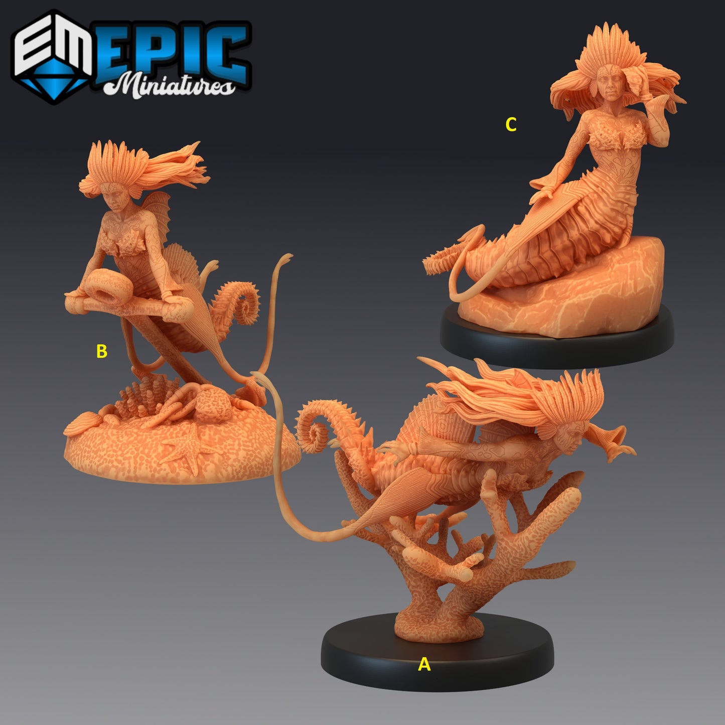 Seahorse Mermaid Series - Epic Miniatures | Medium | Halfling, Feminine