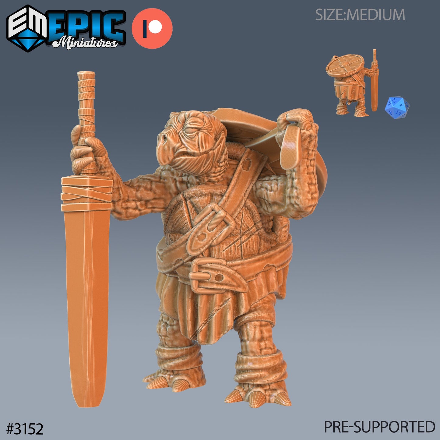 Turtle Folk Tribe Warrior Series - Epic Miniatures | Humanoid | Turtle | Weapons | Masculine | Medium
