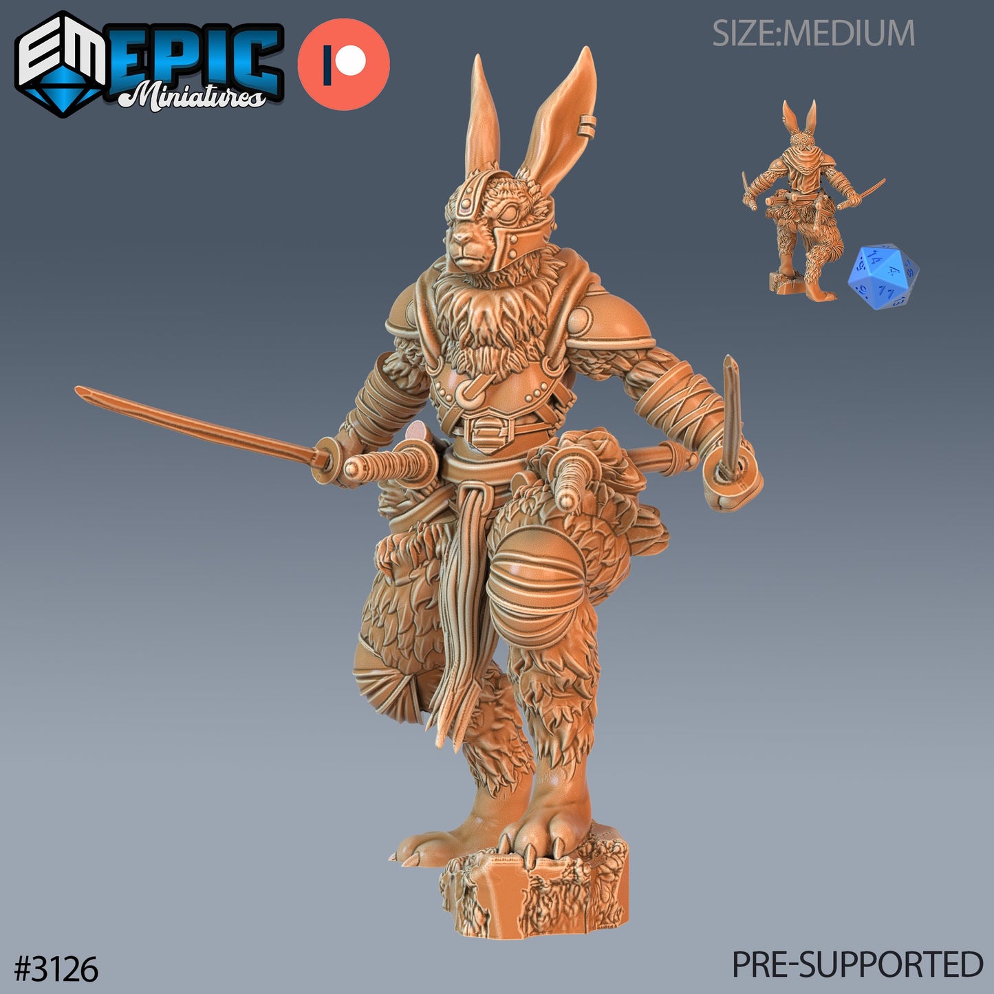 Rabbit Folk Blade Master Series - Epic Miniatures | Humanoid | Masculine | Weapons | Medium