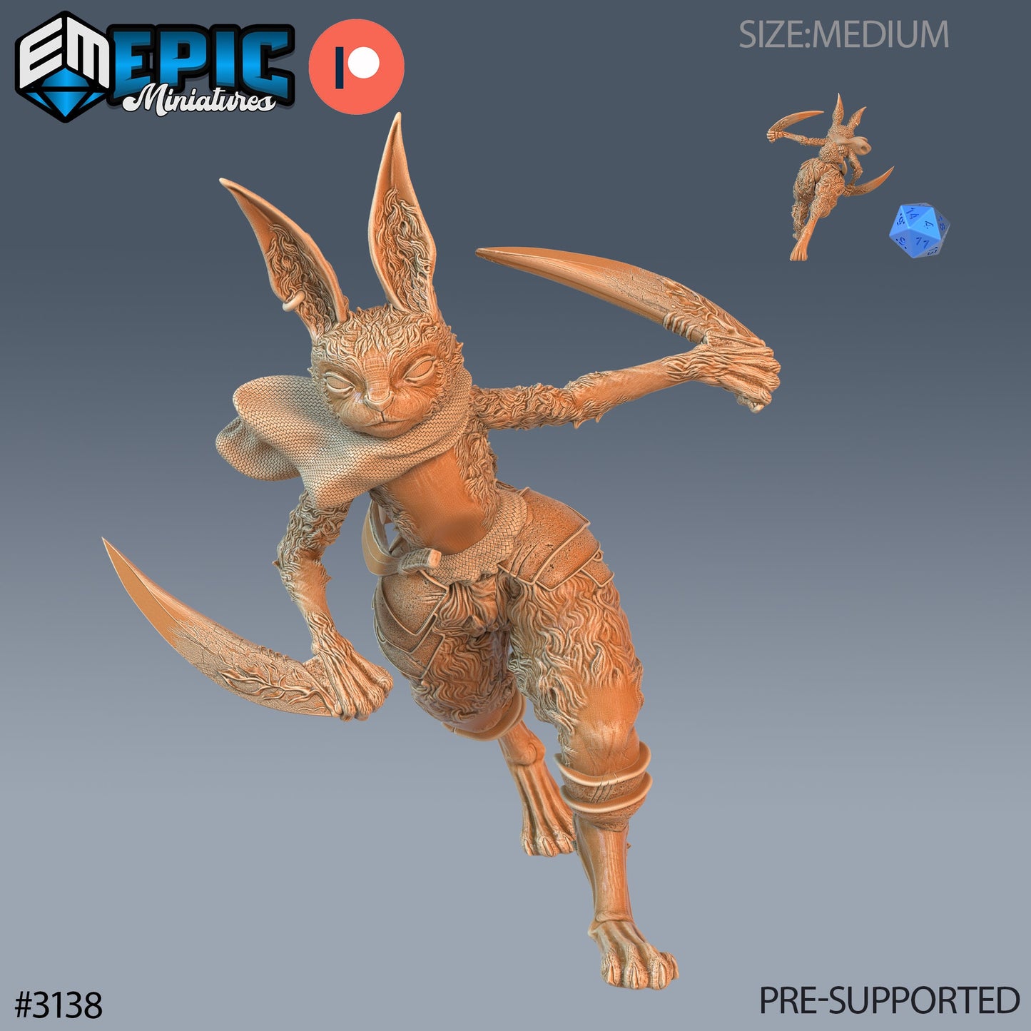 Rabbit Folk Warrior Series - #75 Easter Surprise - Epic Miniatures | Humanoid | Feminine | Weapons | Medium