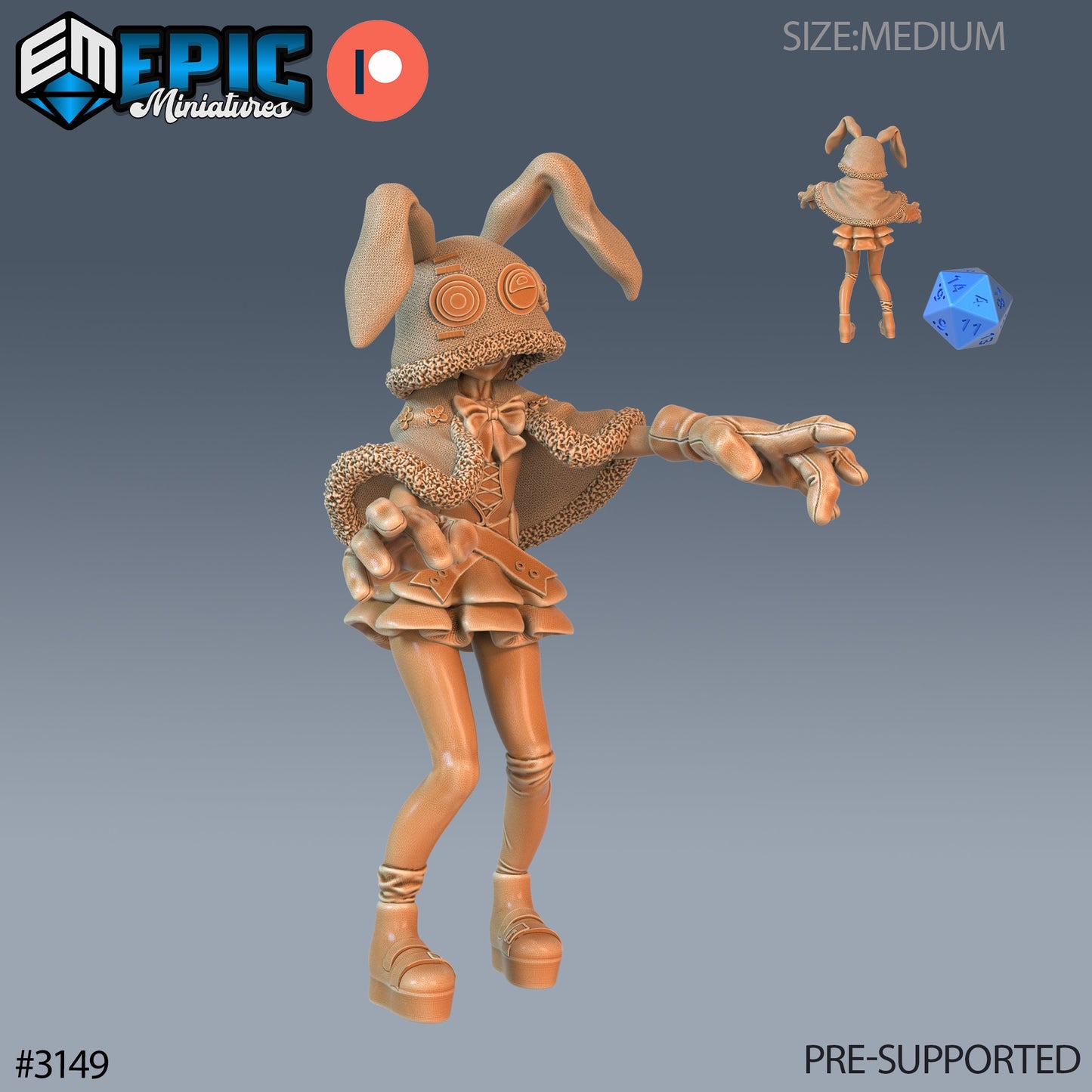 Rabbit Hoodie Girl Series - #75 Easter Surprise - Epic Miniatures | Humanoid | Rabbit | Female | Medium