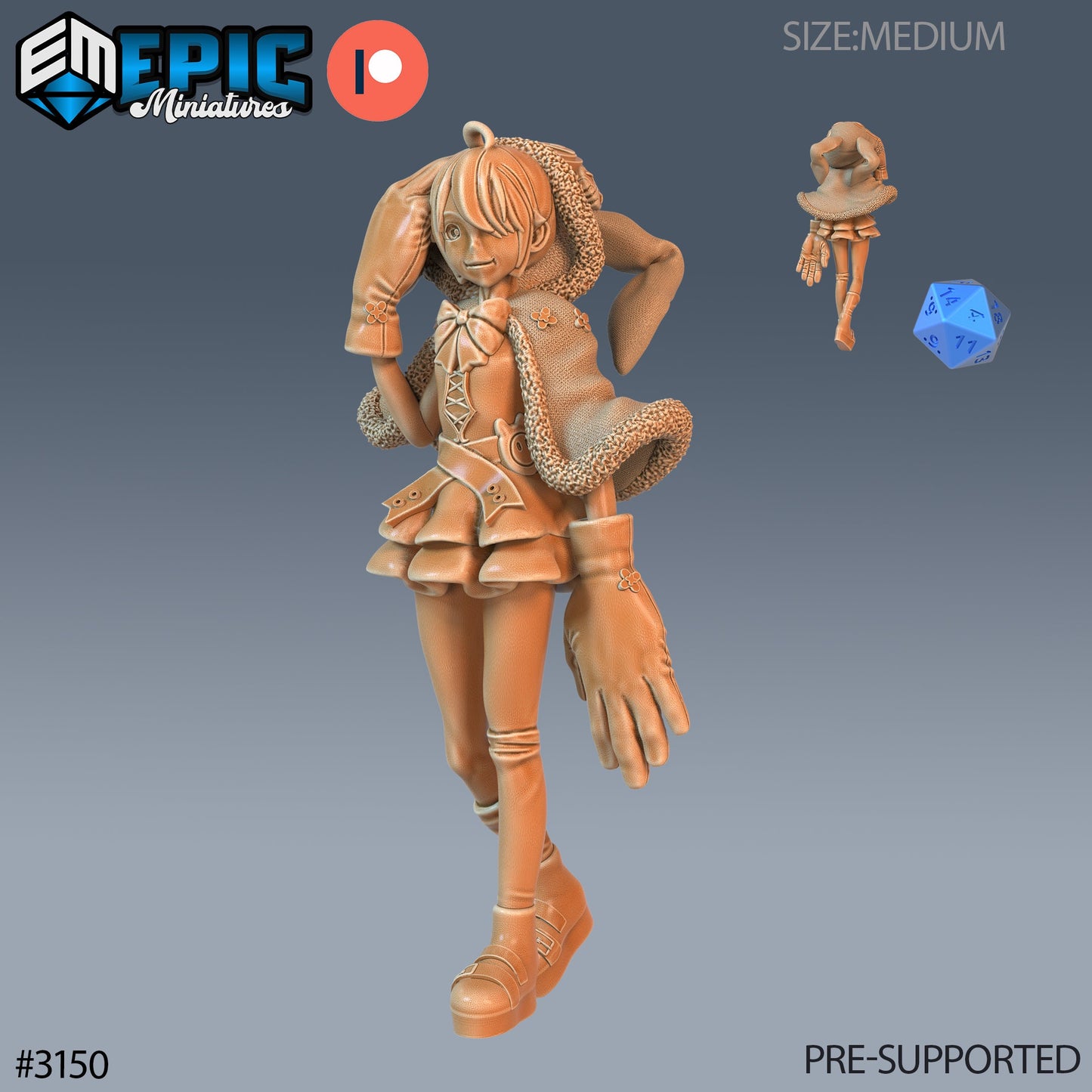 Rabbit Hoodie Girl Series - #75 Easter Surprise - Epic Miniatures | Humanoid | Rabbit | Female | Medium