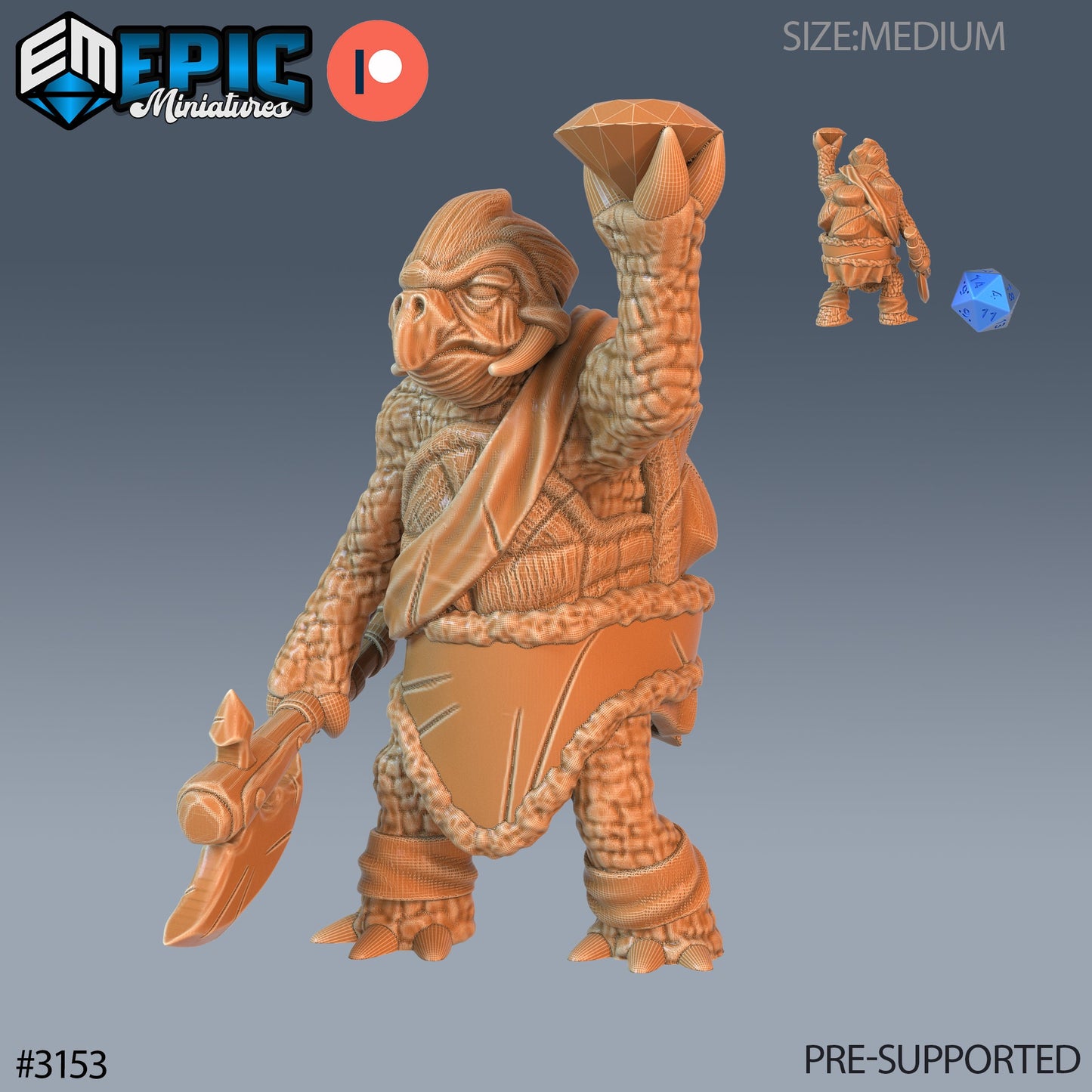 Turtle Folk Tribe Warrior Series - Epic Miniatures | Humanoid | Turtle | Weapons | Masculine | Medium