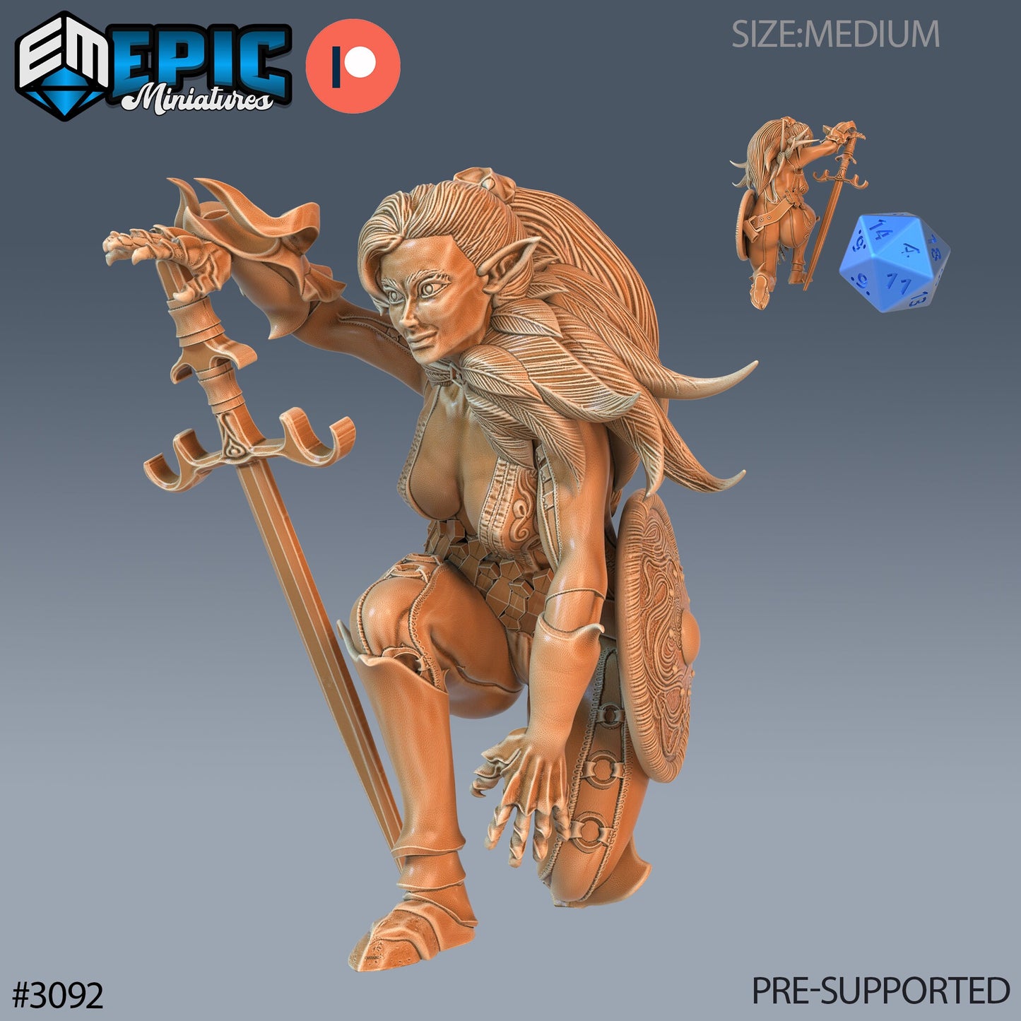 Elf Fighter Female Player Character Series - Epic Miniatures | Sunrise Tavern