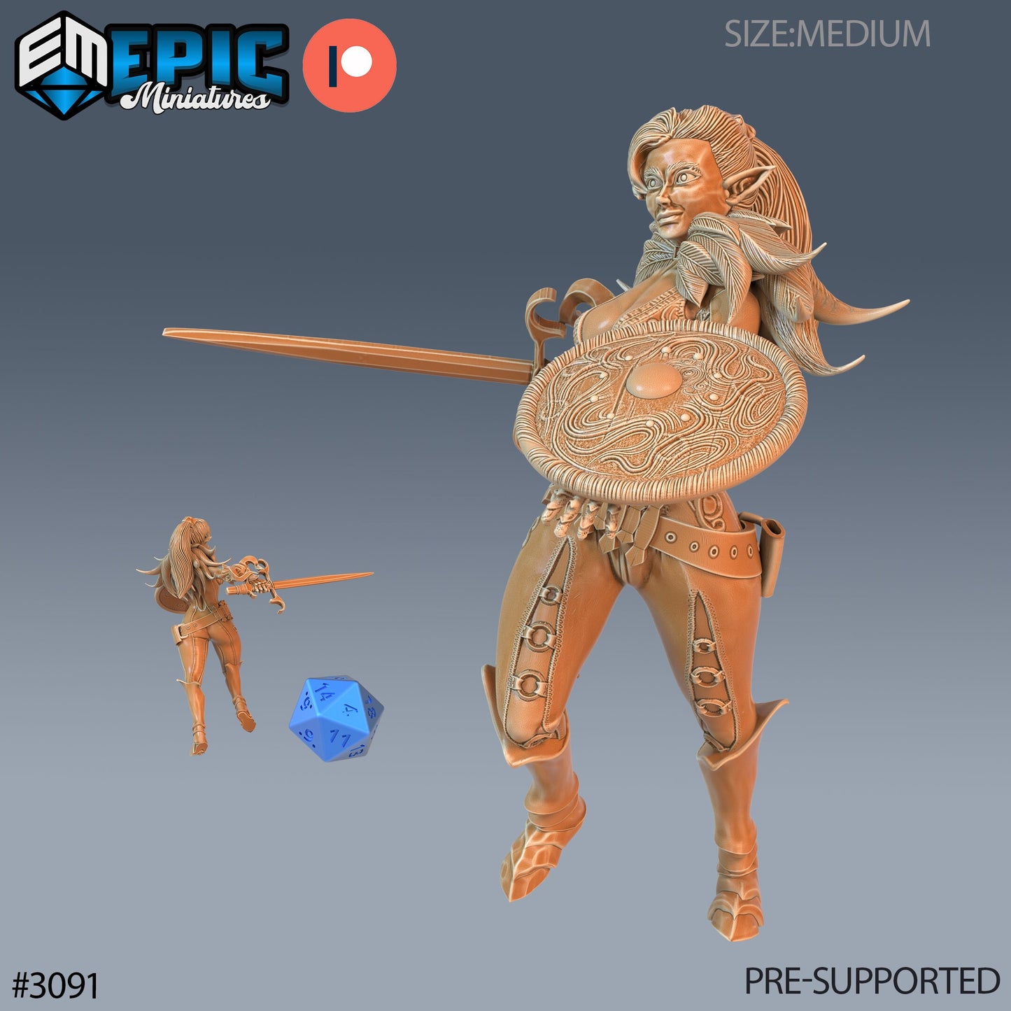 Elf Fighter Female Player Character Series - Epic Miniatures | Sunrise Tavern