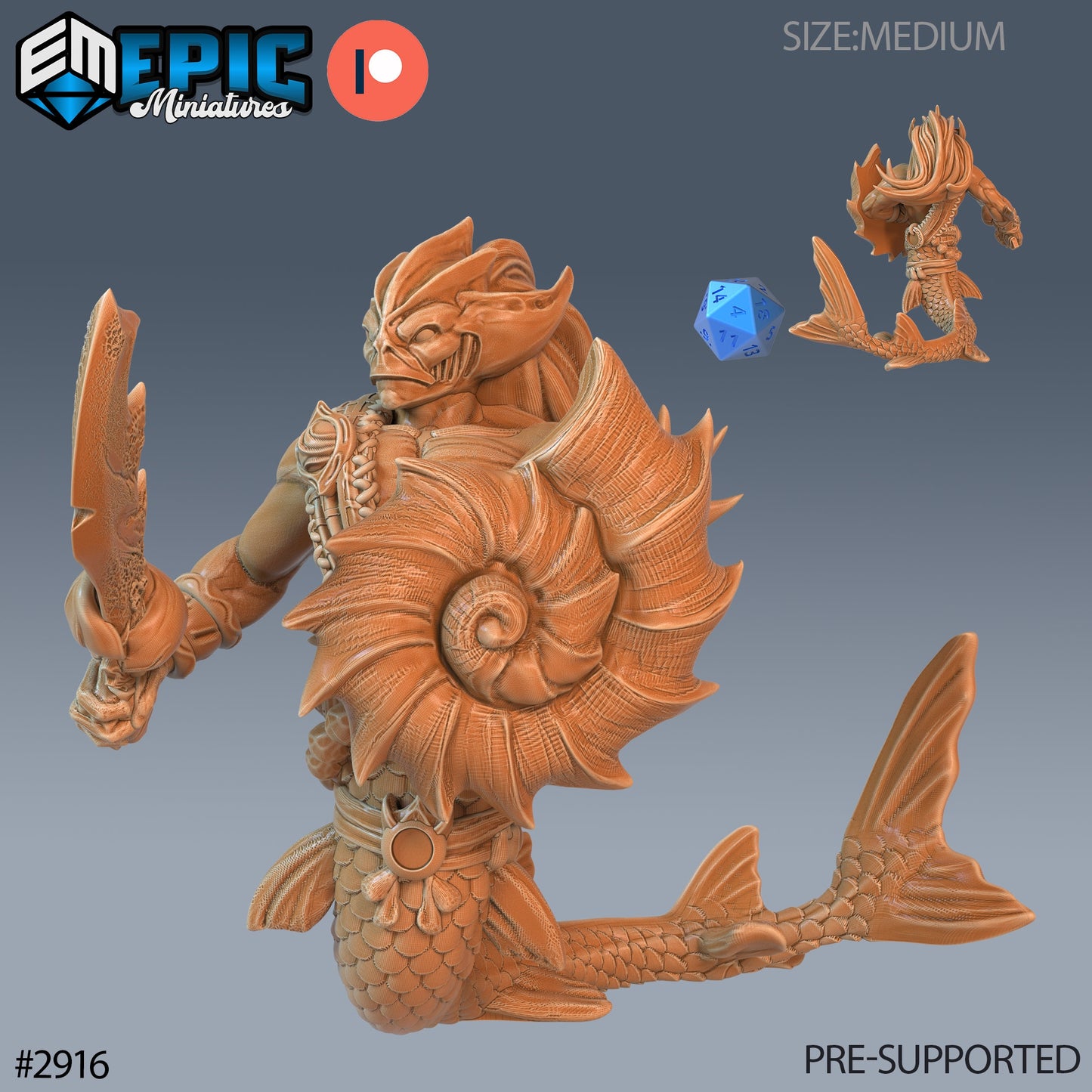 Merman Warrior - Epic Miniatures | #70 Aquatic Journey