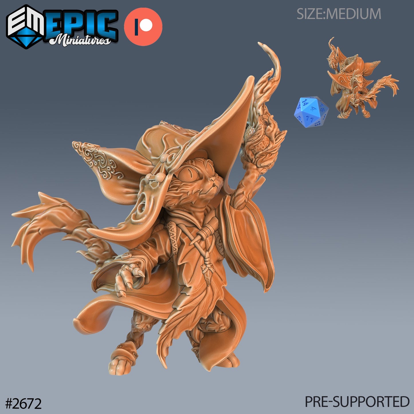Cat Folk Druid - Epic Miniatures | #65 Little Folk